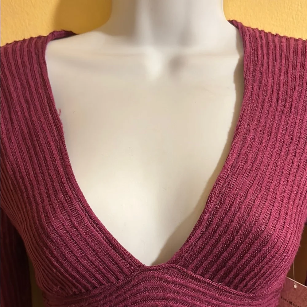Deep V-Neck Ribbed Sweater - Picture 2 of 5